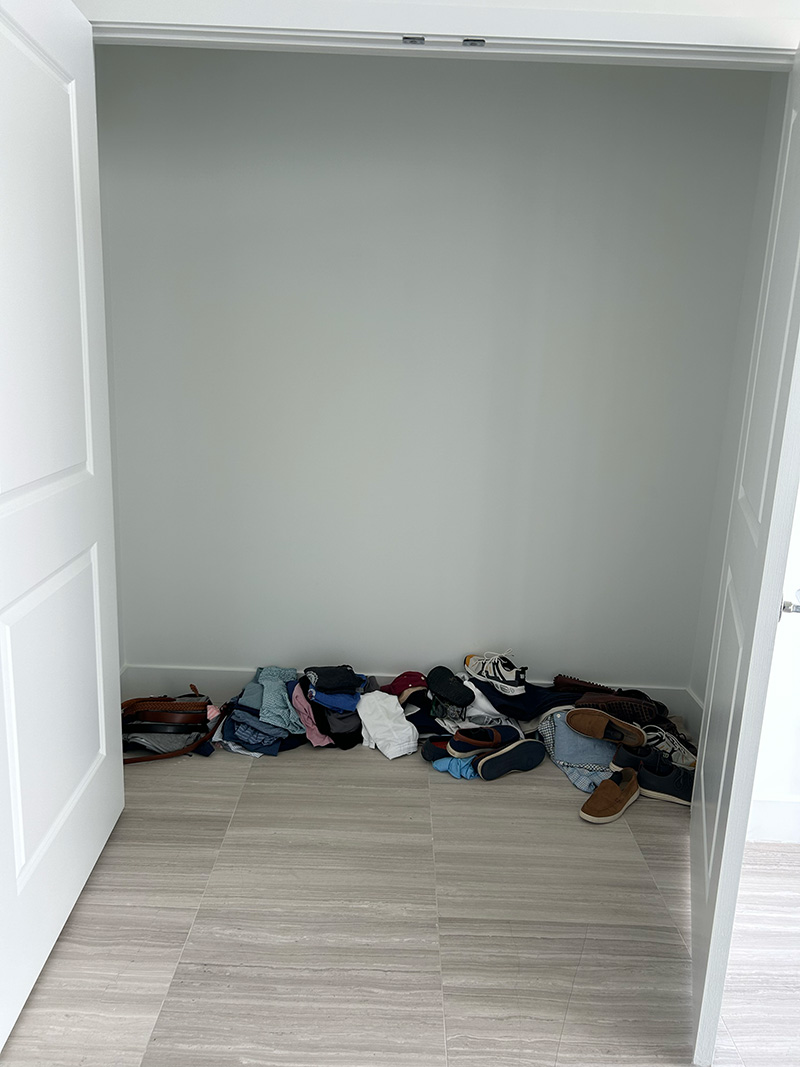 Reach-in closet before